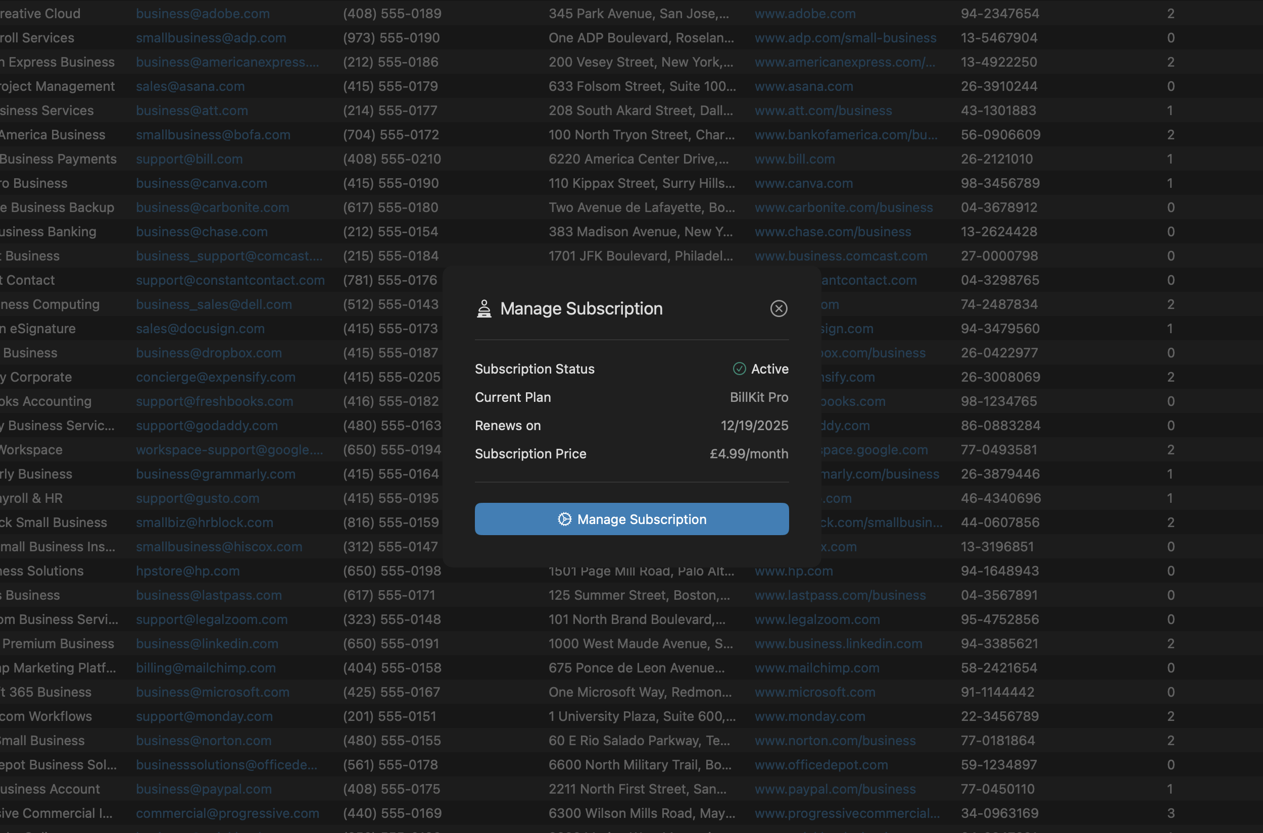 Screenshot for billkit
